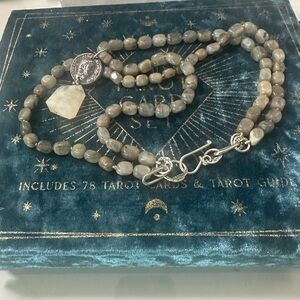 Moonstone Necklace with coin Pendant & labradorite beads 925 silver Sajan ?
